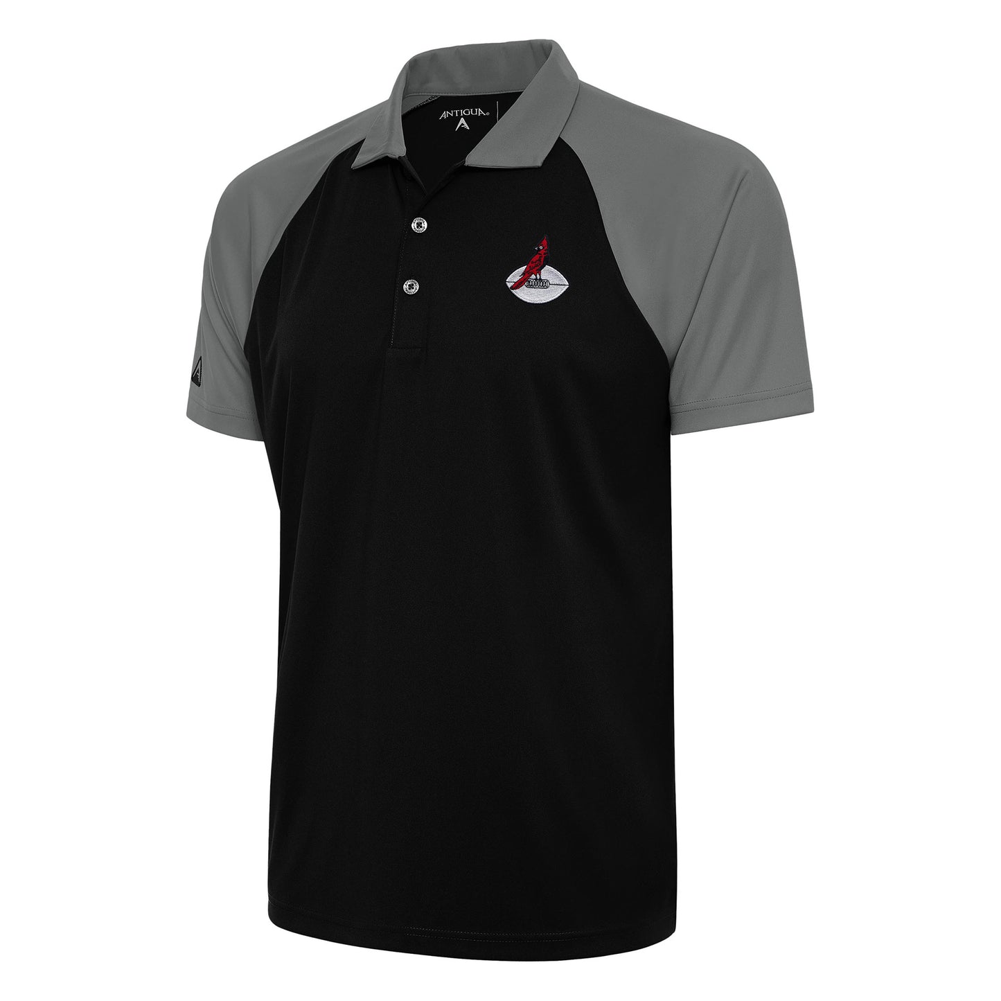 Men's Antigua Black/Steel Arizona Cardinals Team Logo Throwback Nova Polo