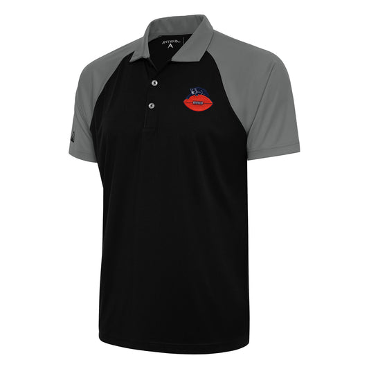 Men's Antigua Black/Steel Chicago Bears Team Logo Throwback Nova Polo