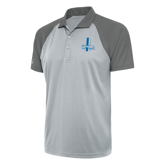 Men's Antigua Silver/Steel Detroit Lions Team Logo Throwback Nova Polo