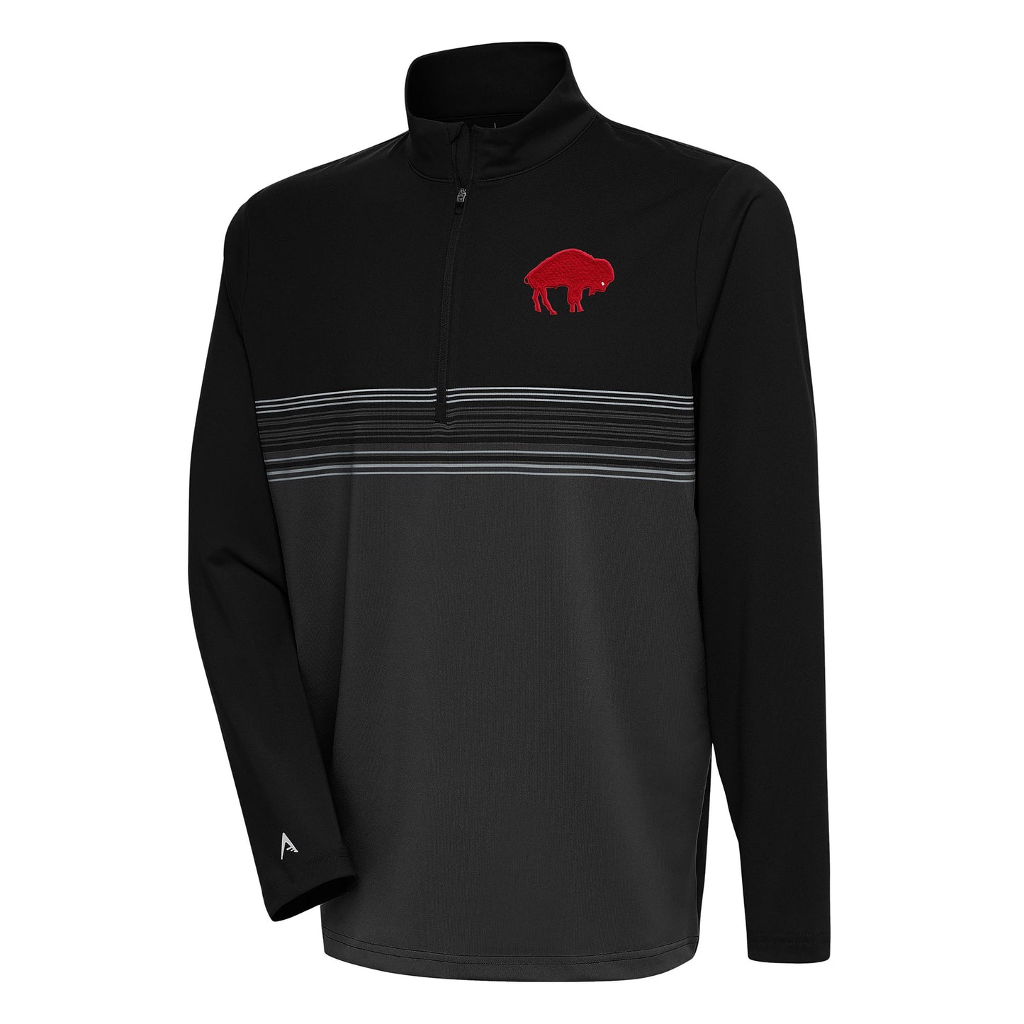 Men's Antigua Black Buffalo Bills Team Logo Throwback Pace Quarter-Zip Pullover Top