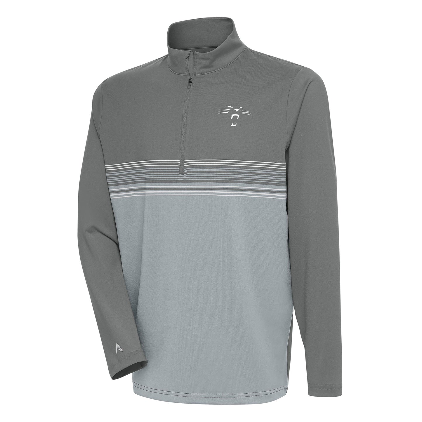 Men's Antigua Steel Carolina Panthers Team Logo Throwback Pace Quarter-Zip Pullover Top