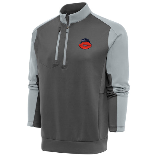 Men's Antigua Charcoal/Silver Chicago Bears Team Logo Throwback Team Quarter-Zip Pullover Top