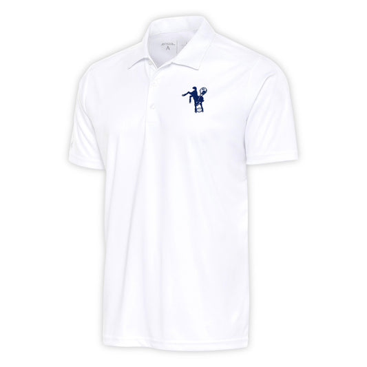 Men's Antigua White Indianapolis Colts Team Logo Throwback Big & Tall Tribute Polo