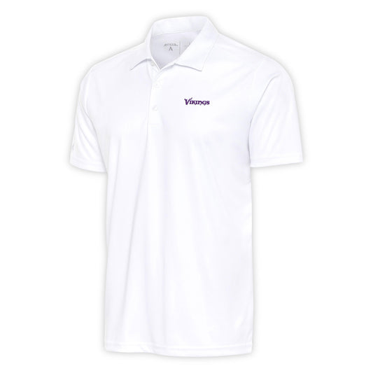 Men's Antigua White Minnesota Vikings Team Logo Throwback Big & Tall Tribute Polo