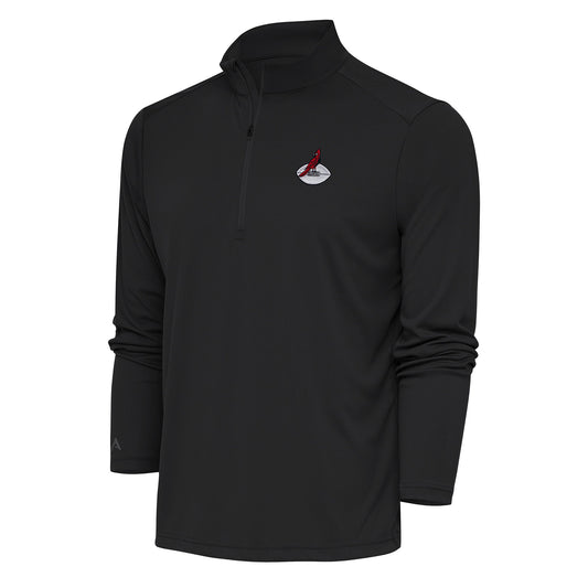 Men's Antigua Charcoal Arizona Cardinals Team Logo Throwback Tribute Quarter-Zip Pullover Top