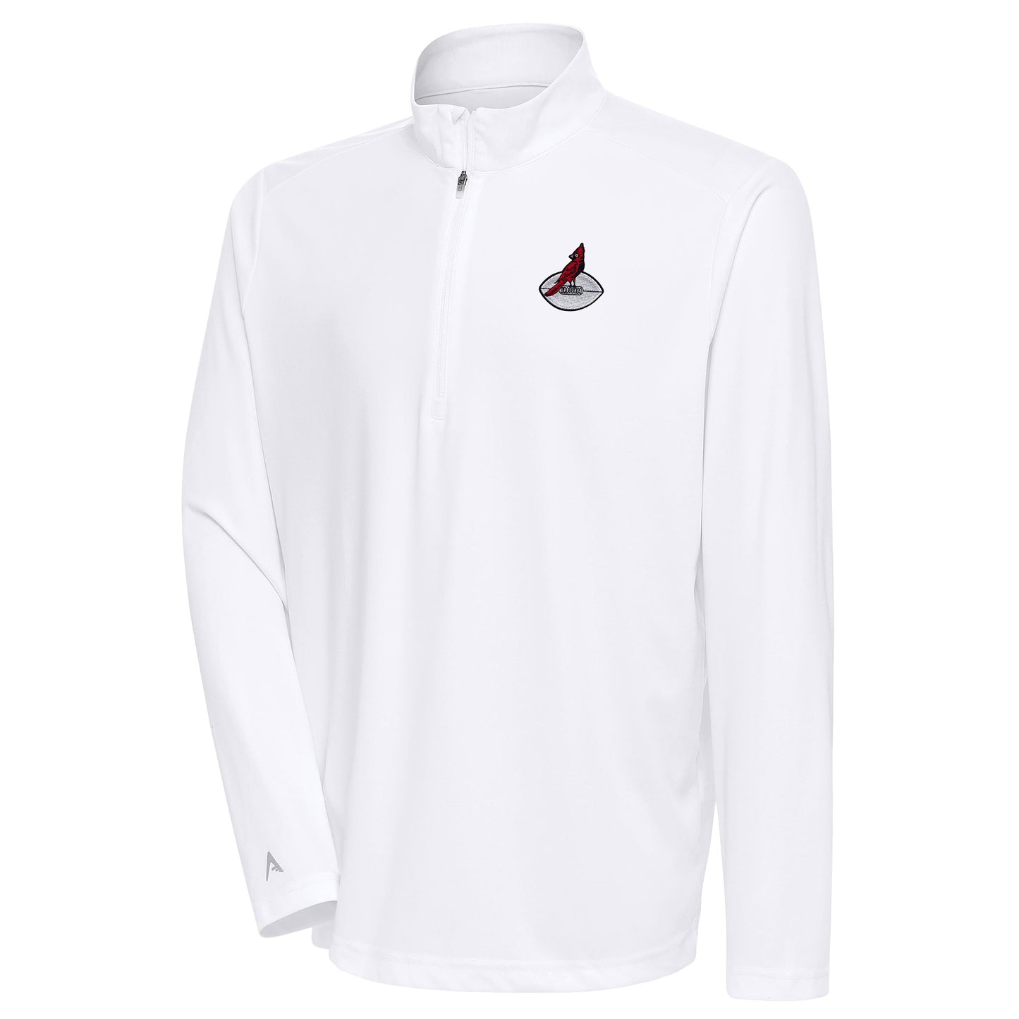 Men's Antigua White Arizona Cardinals Team Logo Throwback Tribute Quarter-Zip Pullover Top