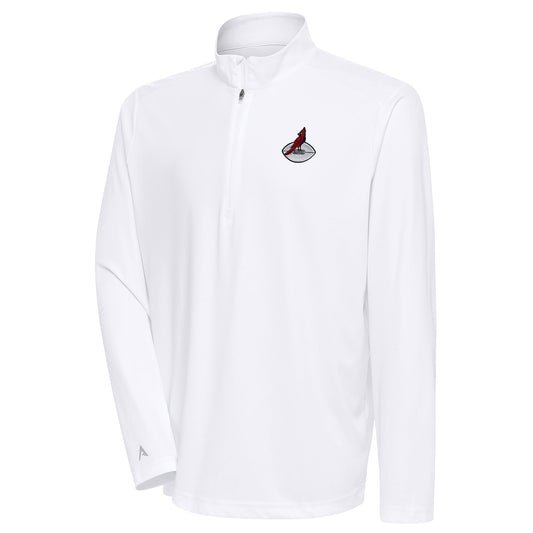 Men's Antigua White Arizona Cardinals Team Logo Throwback Tribute Quarter-Zip Pullover Top