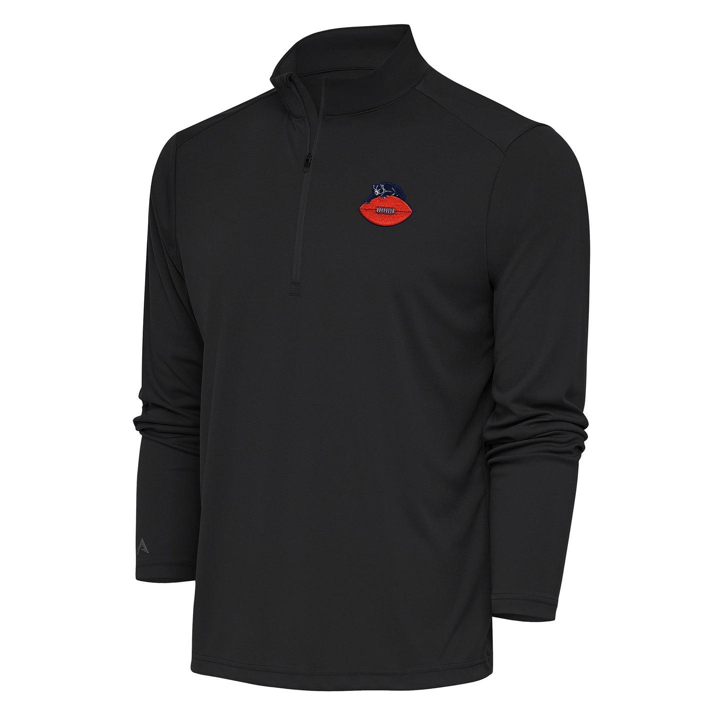 Men's Antigua Charcoal Chicago Bears Team Logo Throwback Tribute Quarter-Zip Pullover Top