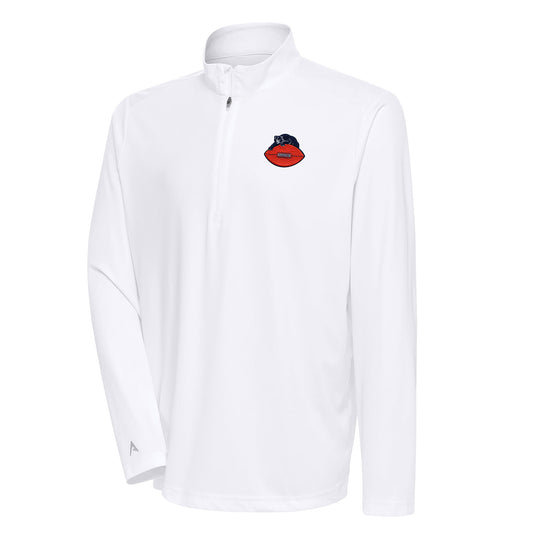 Men's Antigua White Chicago Bears Team Logo Throwback Tribute Quarter-Zip Pullover Top