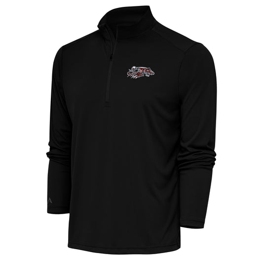 Men's Antigua Black Cincinnati Bengals Team Logo Throwback Tribute Quarter-Zip Pullover Top