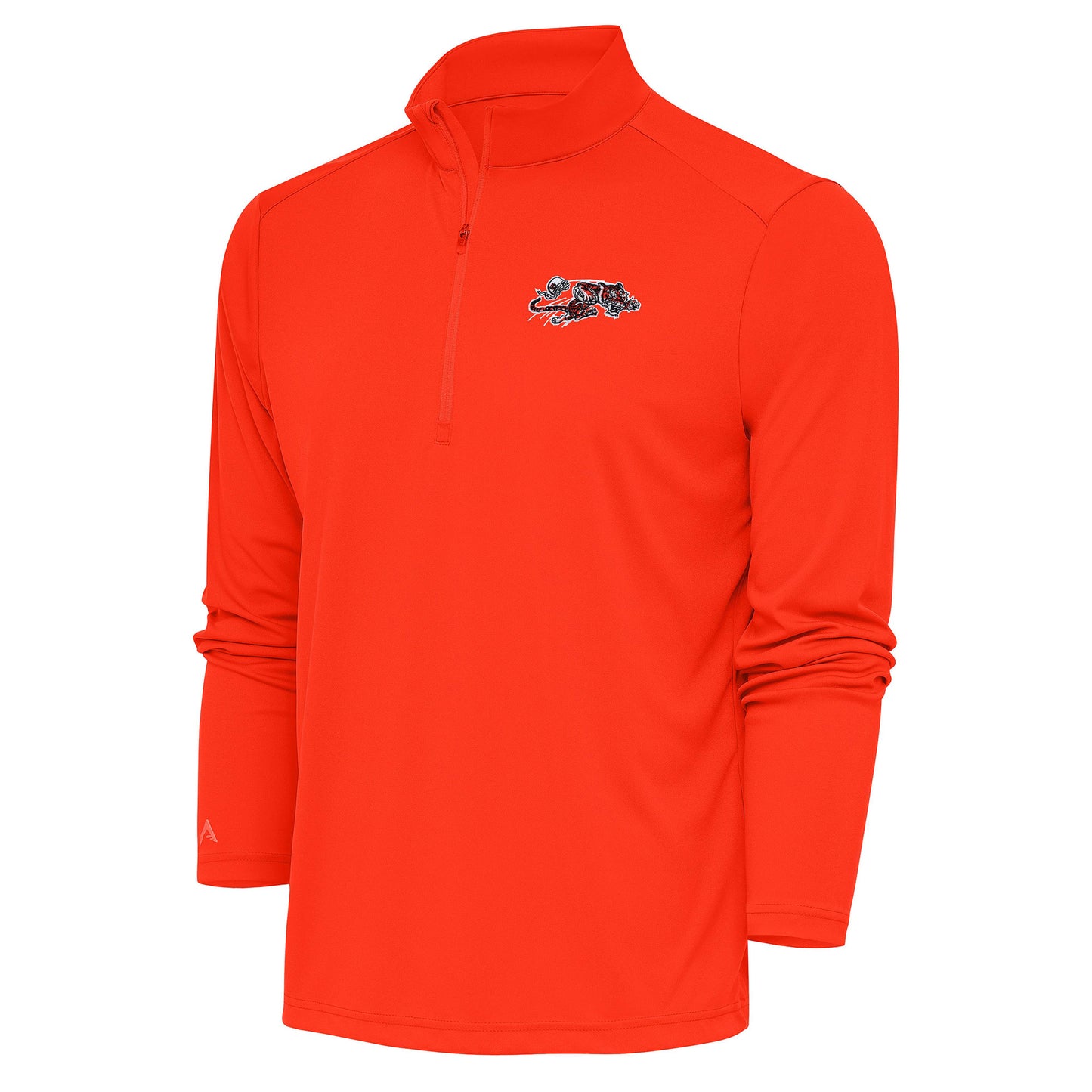 Men's Antigua Orange Cincinnati Bengals Team Logo Throwback Tribute Quarter-Zip Pullover Top