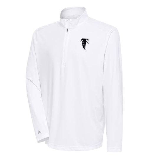 Men's Antigua White Atlanta Falcons Team Logo Throwback Tribute Quarter-Zip Pullover Top