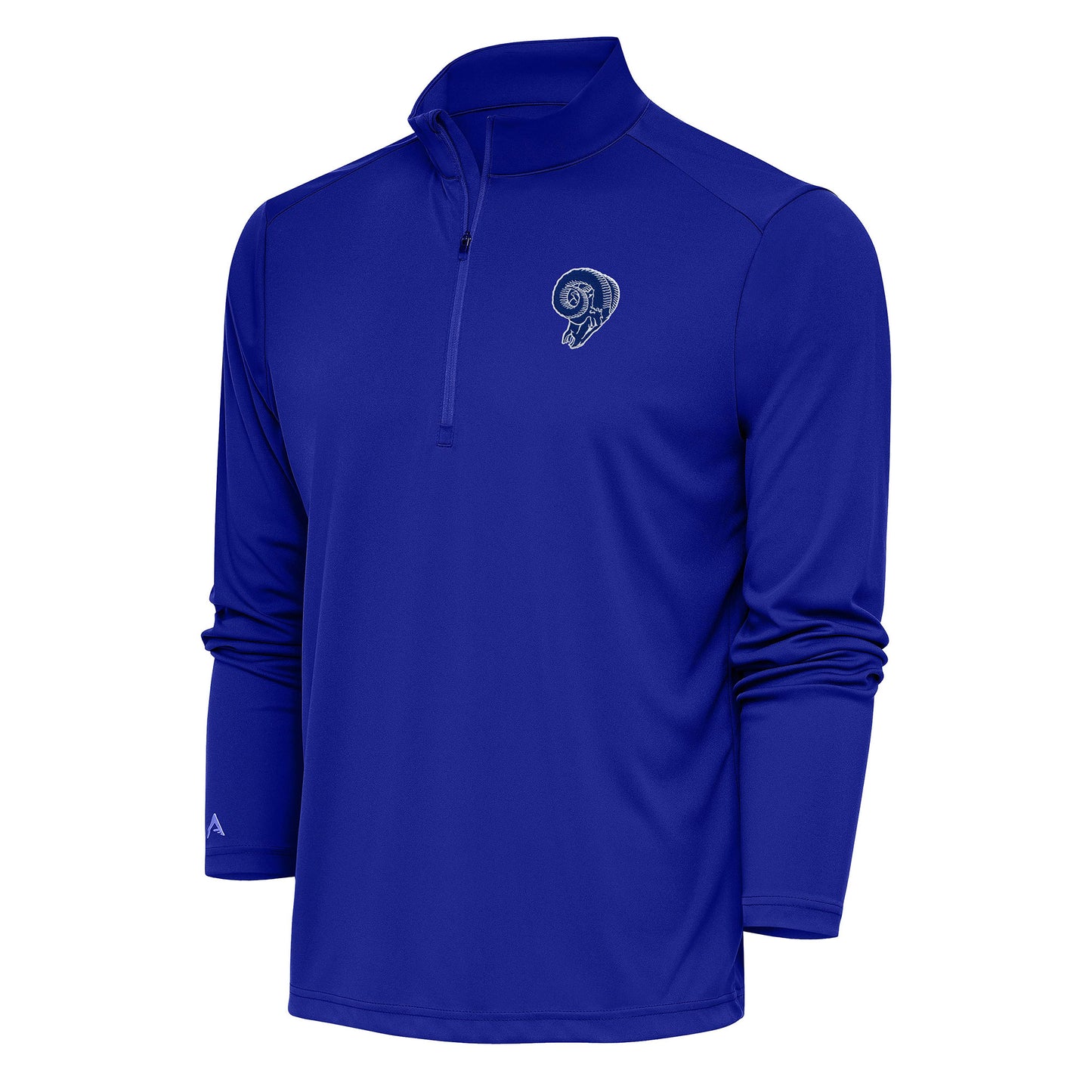 Men's Antigua Royal Los Angeles Rams Team Logo Throwback Tribute Quarter-Zip Pullover Top