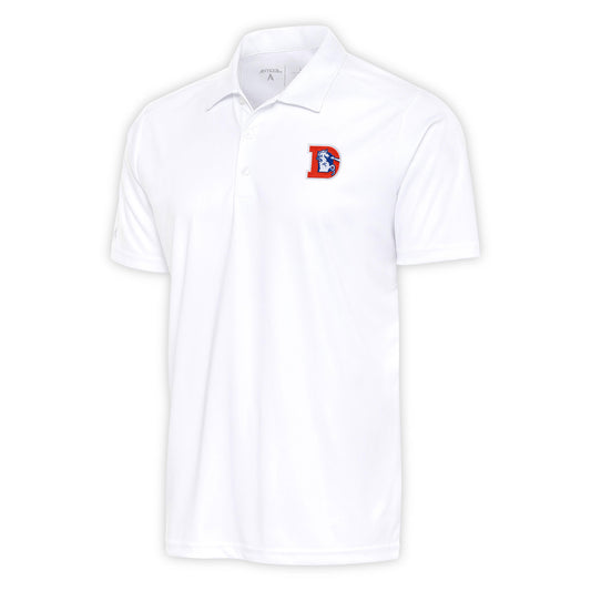 Men's Antigua White Denver Broncos Team Logo Throwback Tribute Polo