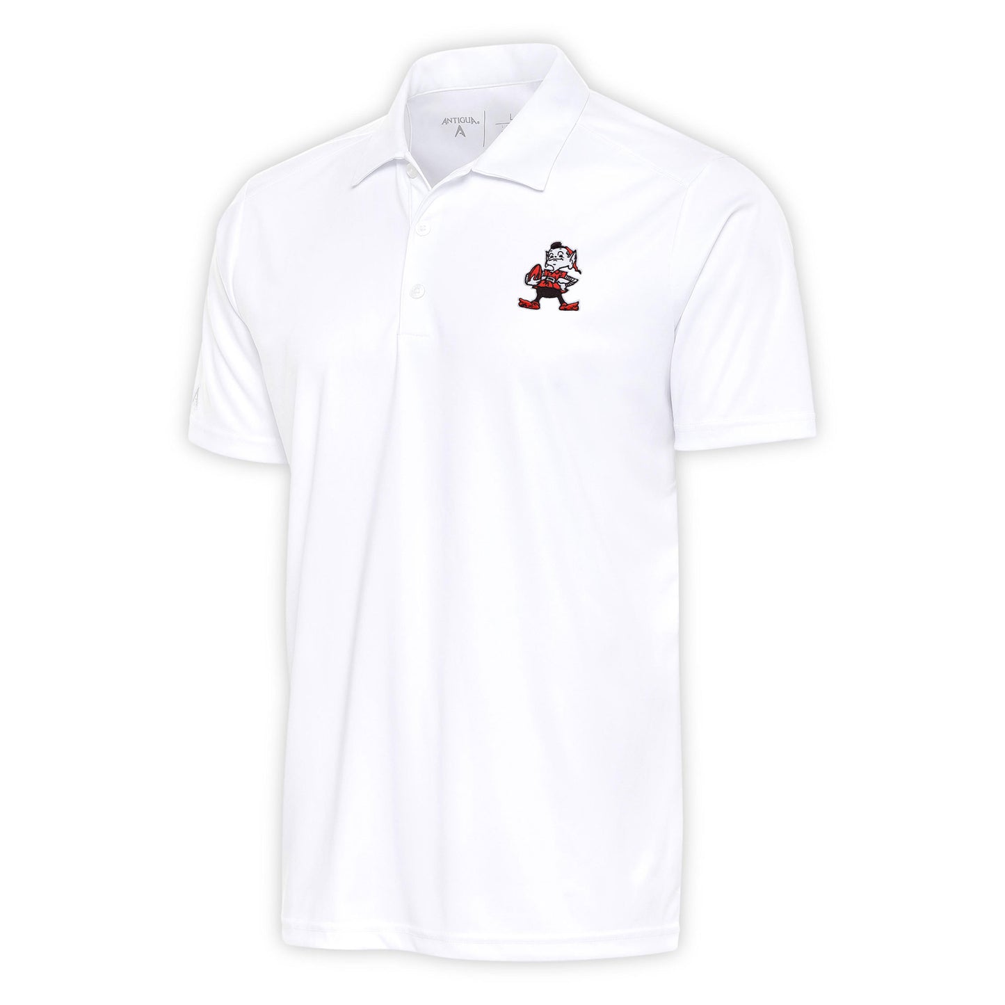 Men's Antigua White Cleveland Browns Team Logo Throwback Tribute Polo