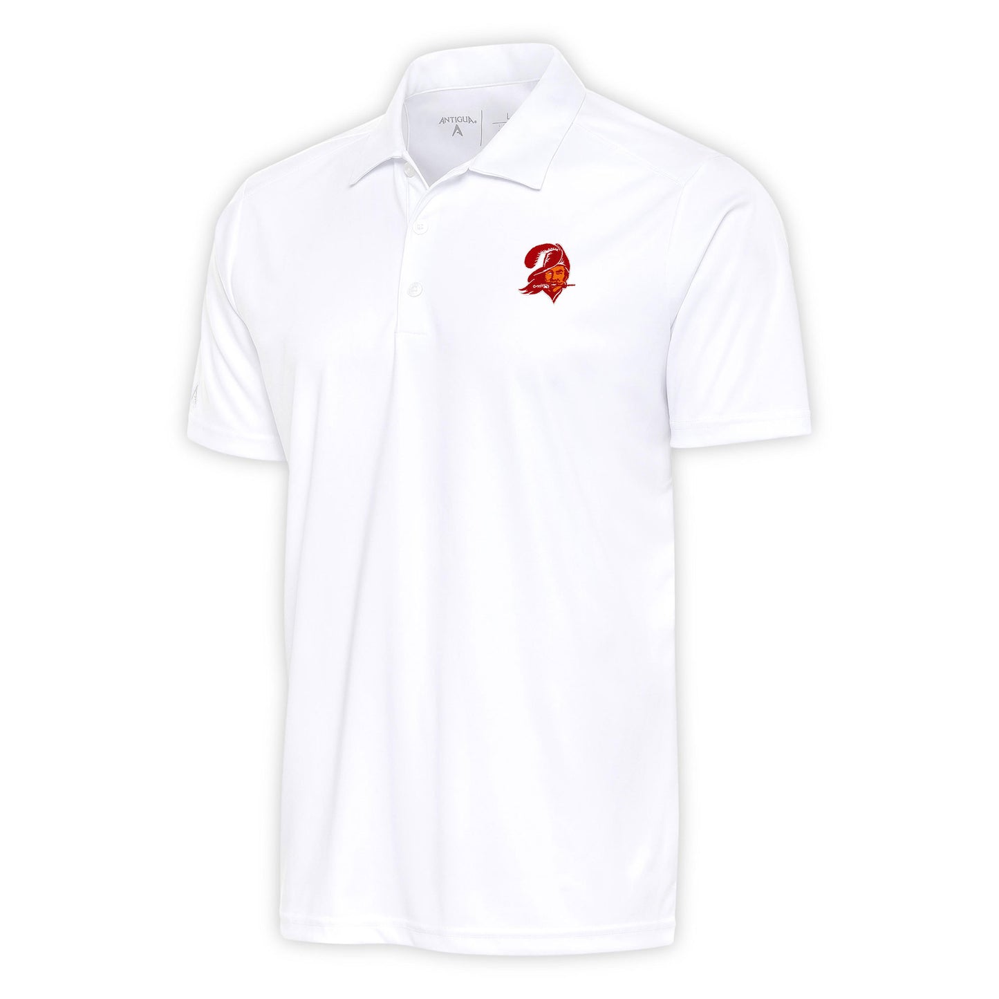 Men's Antigua White Tampa Bay Buccaneers Team Logo Throwback Tribute Polo