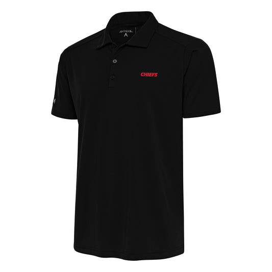 Men's Antigua Black Kansas City Chiefs Team Logo Throwback Tribute Polo