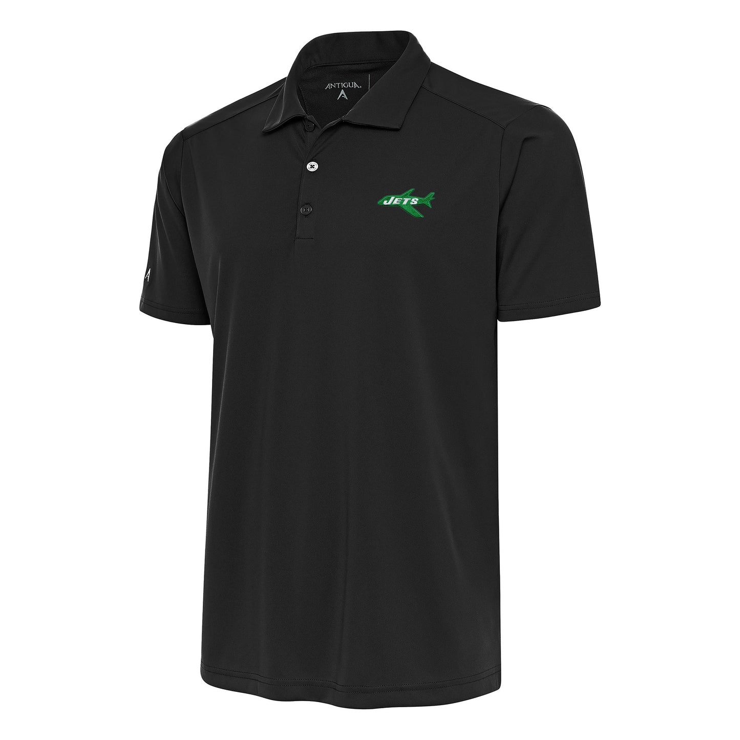 Men's Antigua Charcoal New York Jets Team Logo Throwback Tribute Polo