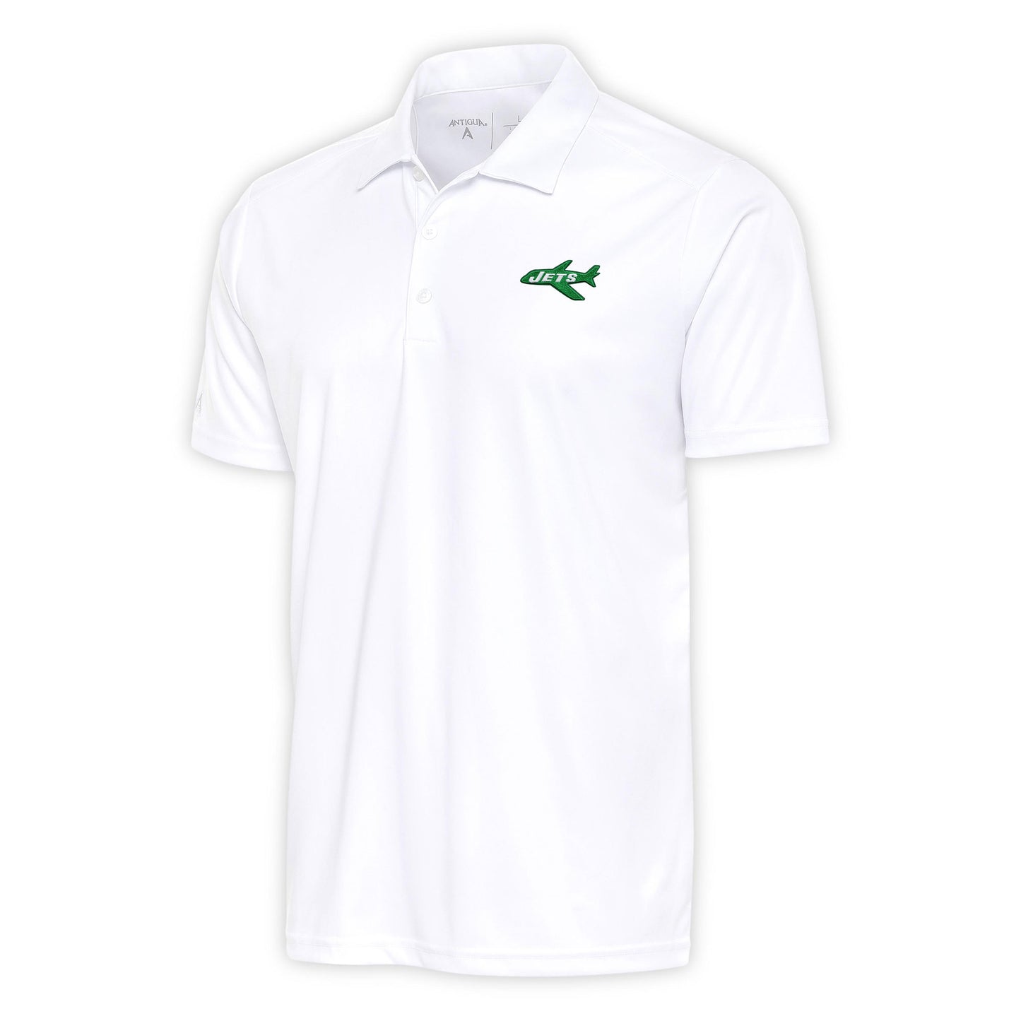 Men's Antigua White New York Jets Team Logo Throwback Tribute Polo