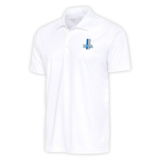 Men's Antigua White Detroit Lions Team Logo Throwback Tribute Polo