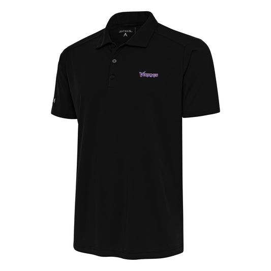 Men's Antigua Black Minnesota Vikings Team Logo Throwback Tribute Polo