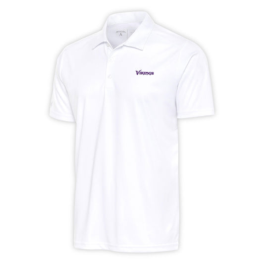 Men's Antigua White Minnesota Vikings Team Logo Throwback Tribute Polo