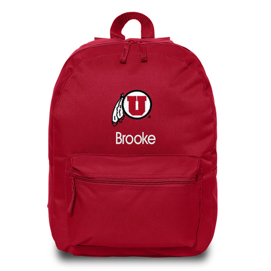 Youth Red Utah Utes Personalized Backpack