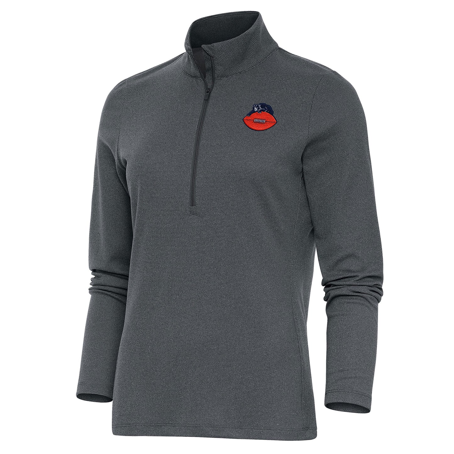 Women's Antigua Heather Charcoal Chicago Bears Throwback Logo Epic Quarter-Zip Pullover Top