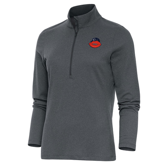 Women's Antigua Heather Charcoal Chicago Bears Throwback Logo Epic Quarter-Zip Pullover Top