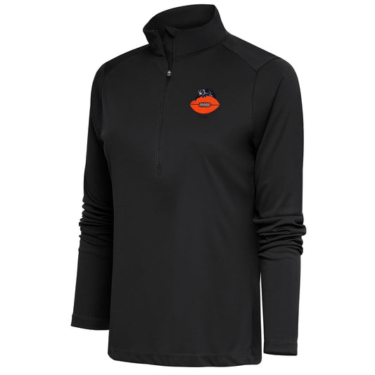 Women's Antigua Charcoal Chicago Bears Throwback Logo Tribute Half-Zip Pullover Top
