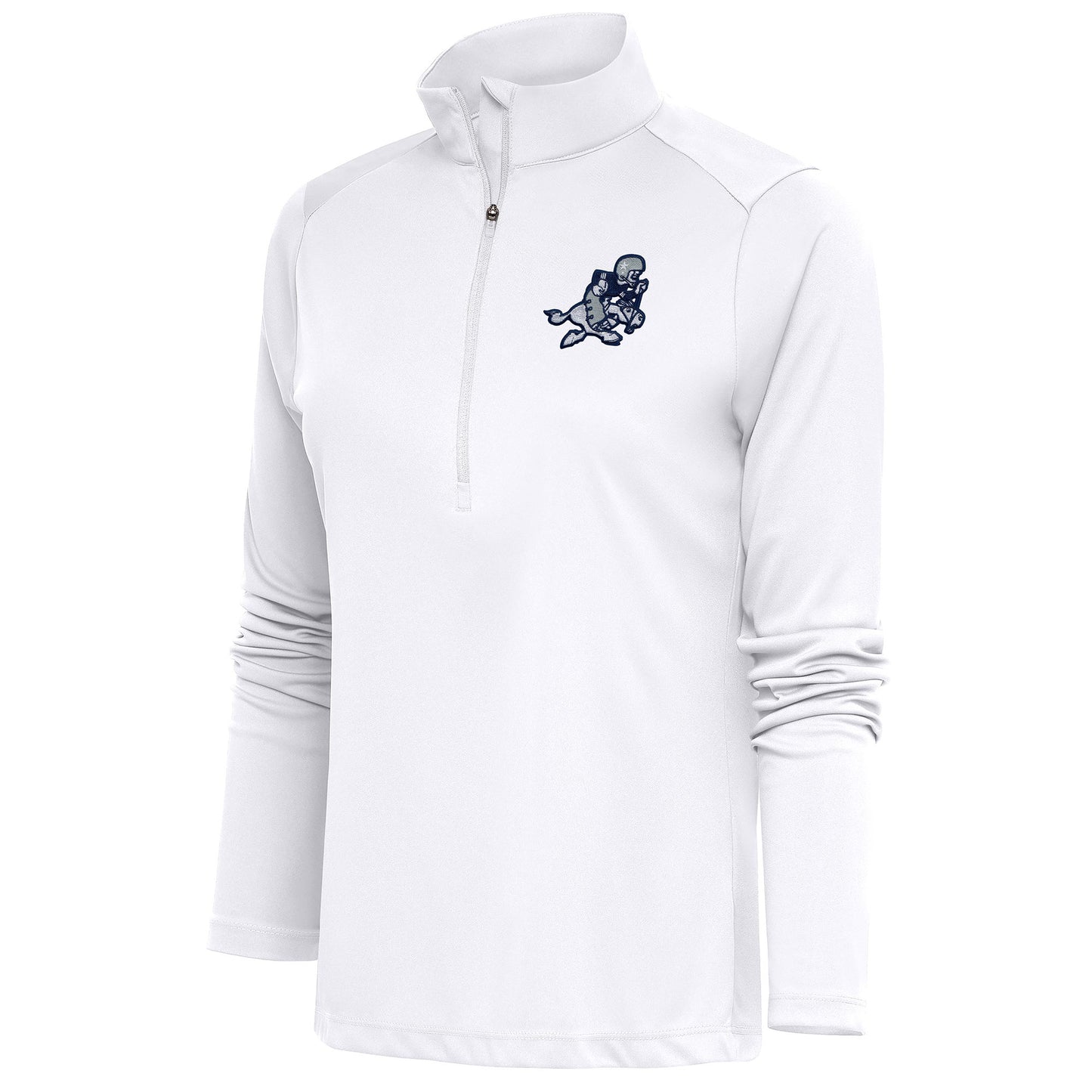 Women's Antigua White Dallas Cowboys Throwback Logo Tribute Half-Zip Pullover Top