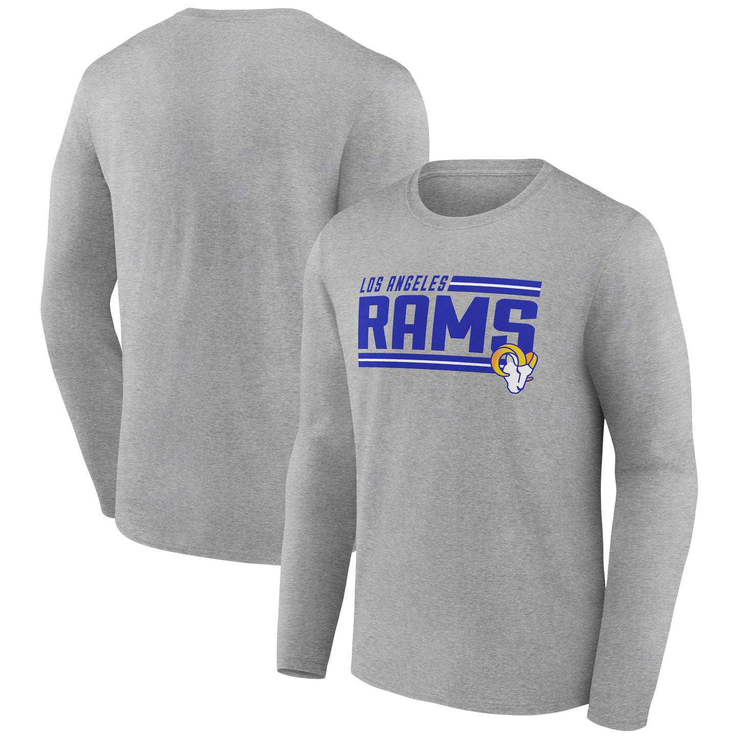 Men's Heather Gray Los Angeles Rams On Side Stripe Team Long Sleeve T-Shirt