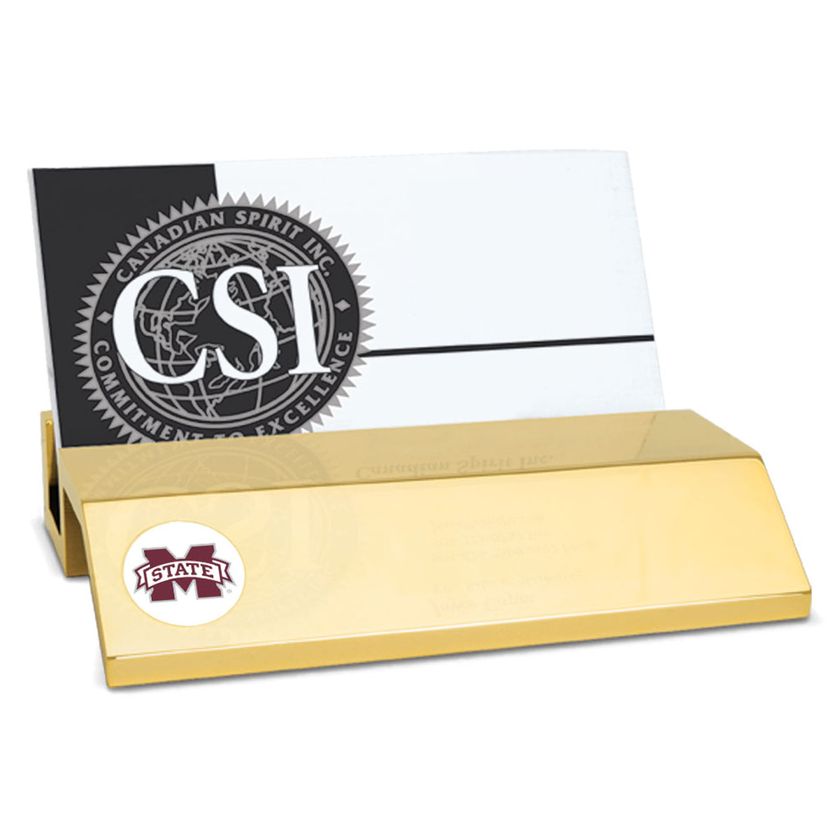 Gold Mississippi State Bulldogs Team Logo Business Card Holder