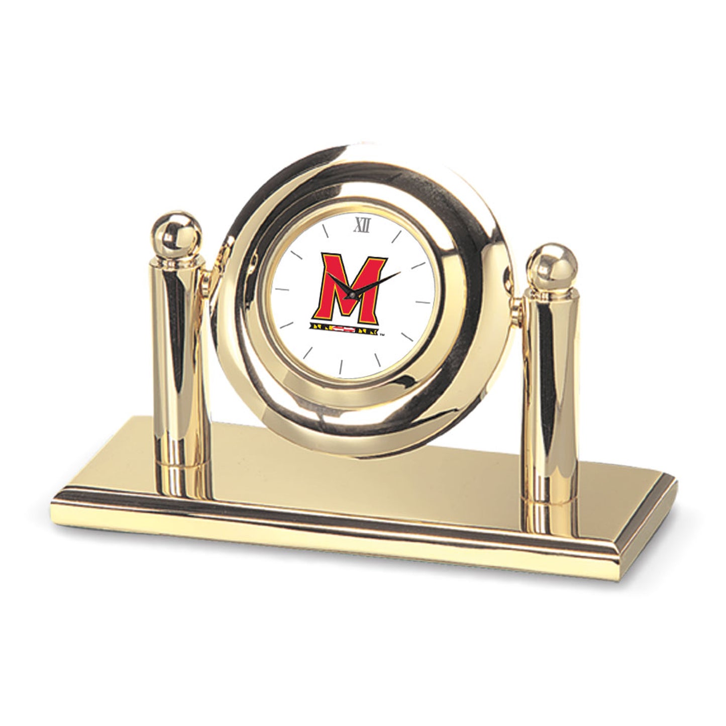 Gold Maryland Terrapins Team Logo Arcade Desk Clock