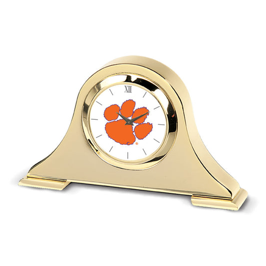 Gold Clemson Tigers Team Logo Napoleon Desk Clock