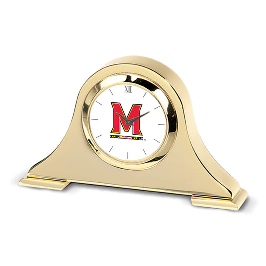 Gold Maryland Terrapins Team Logo Napoleon Desk Clock