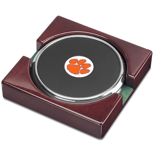 Silver Clemson Tigers Team Logo 2-Piece Coaster Set