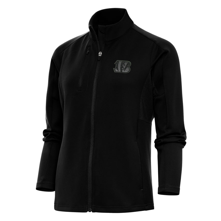 Women's Antigua Black Cincinnati Bengals Tonal Logo Generation Full-Zip Jacket