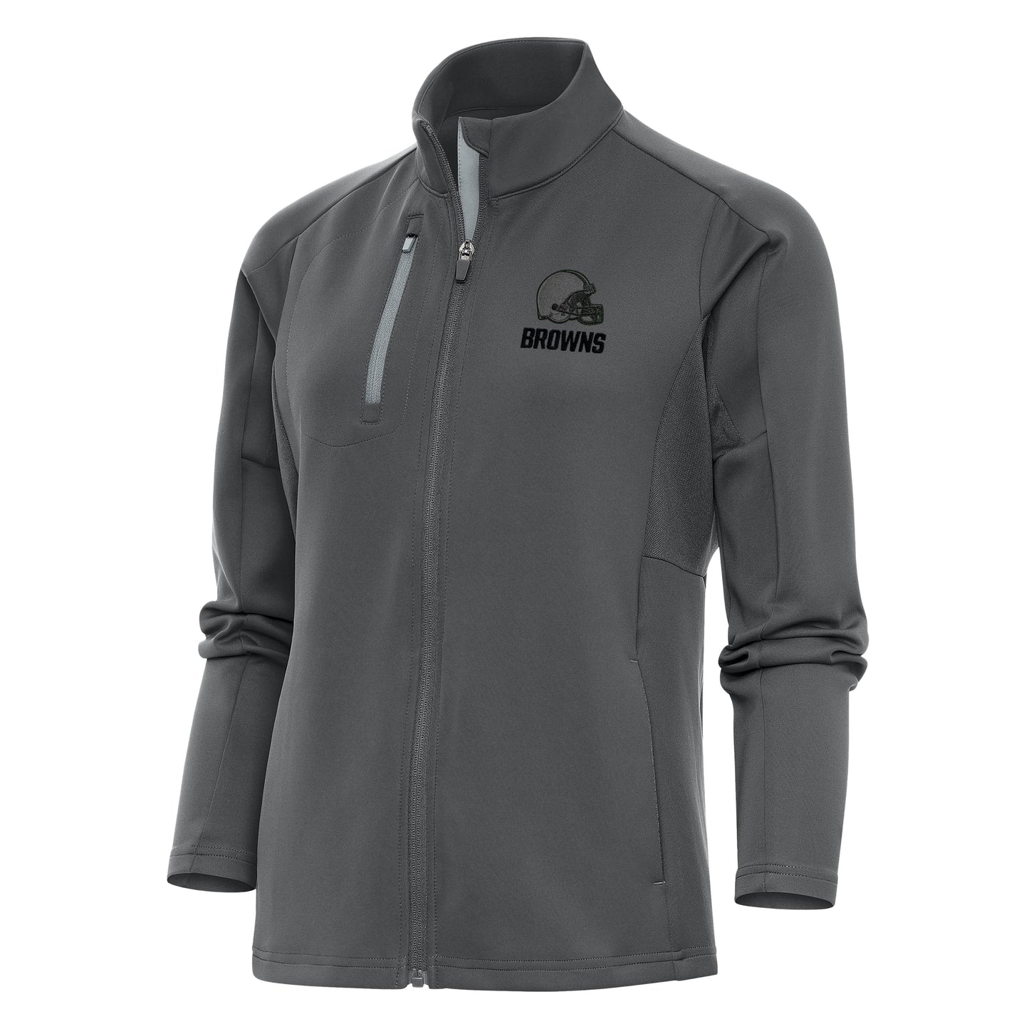 Women's Antigua Charcoal Cleveland Browns Tonal Logo Generation Full-Zip Jacket