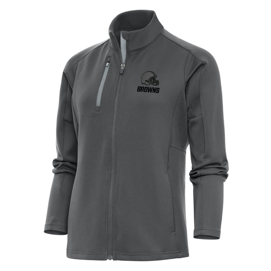 Women's Antigua Charcoal Cleveland Browns Tonal Logo Generation Full-Zip Jacket