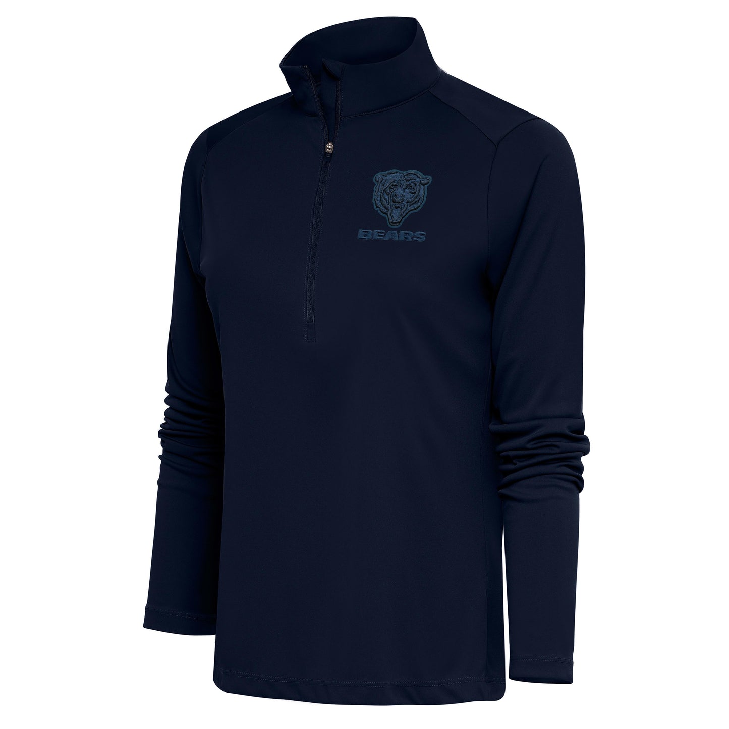 Women's Antigua Navy Chicago Bears Tonal Logo Tribute Half-Zip Top