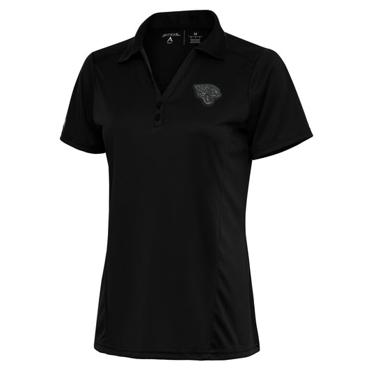 Women's Antigua Black Jacksonville Jaguars Tonal Logo Tribute Polo