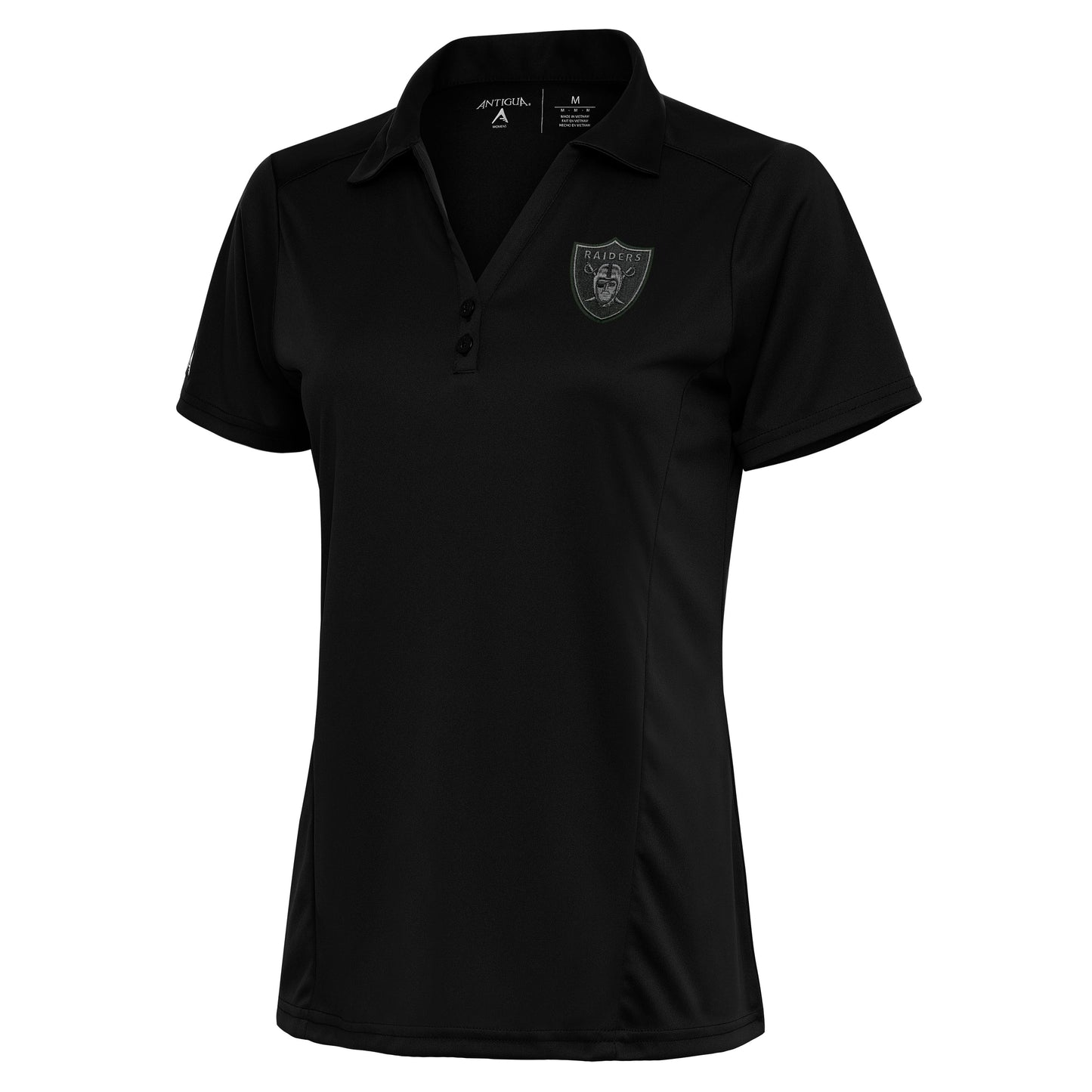 Women's Antigua Black Las Vegas Raiders Tonal Logo Tribute Polo