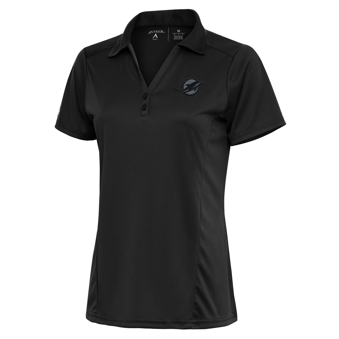 Women's Antigua Charcoal Miami Dolphins Tonal Logo Tribute Polo