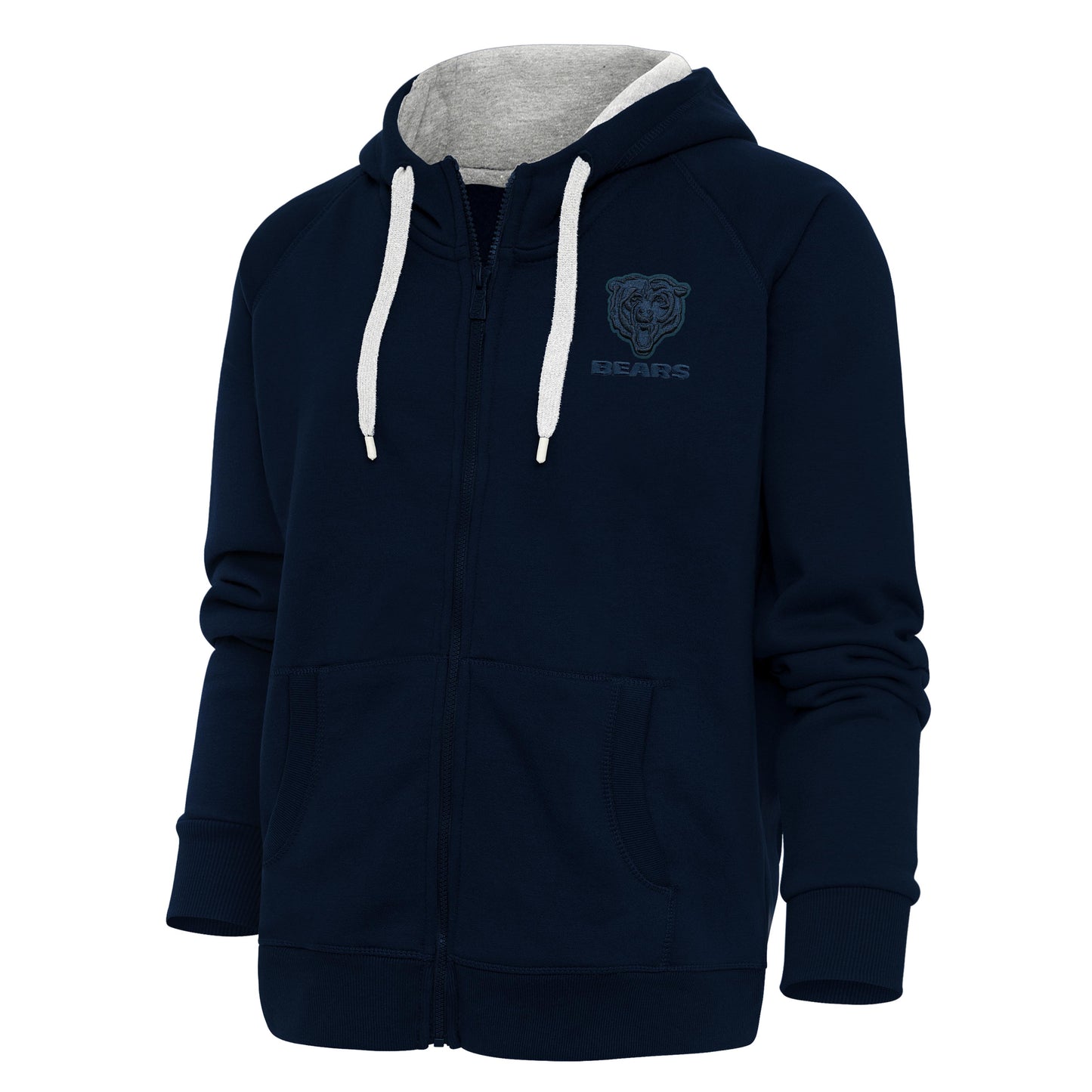 Women's Antigua Navy Chicago Bears Tonal Logo Victory Full-Zip Hoodie