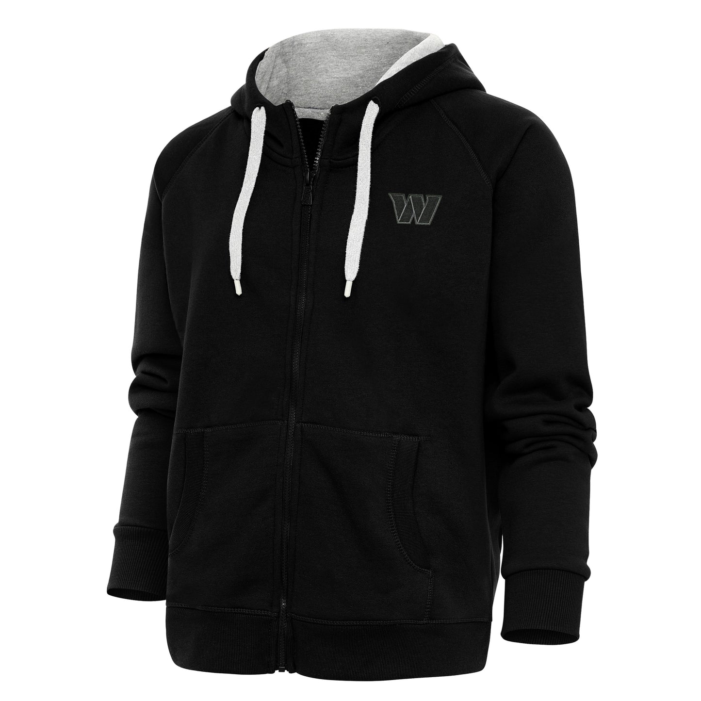 Women's Antigua Black Washington Commanders Tonal Logo Victory Full-Zip Hoodie