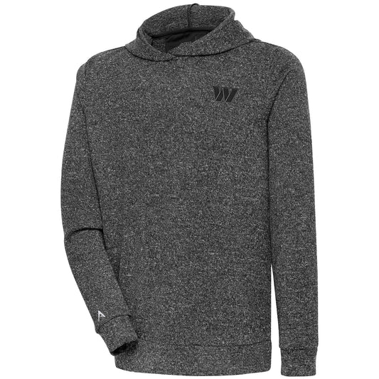 Men's Antigua Heather Black Washington Commanders Tonal Logo Absolute Pullover Hoodie