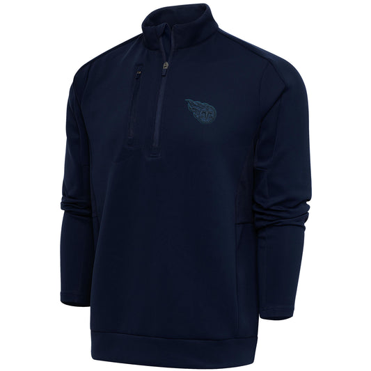 Men's Antigua Navy Tennessee Titans Tonal Logo Big & Tall Generation Quarter-Zip Pullover Top