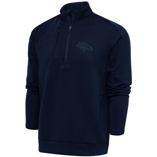 Men's Antigua Navy Denver Broncos Tonal Logo Generation Quarter-Zip Pullover Top