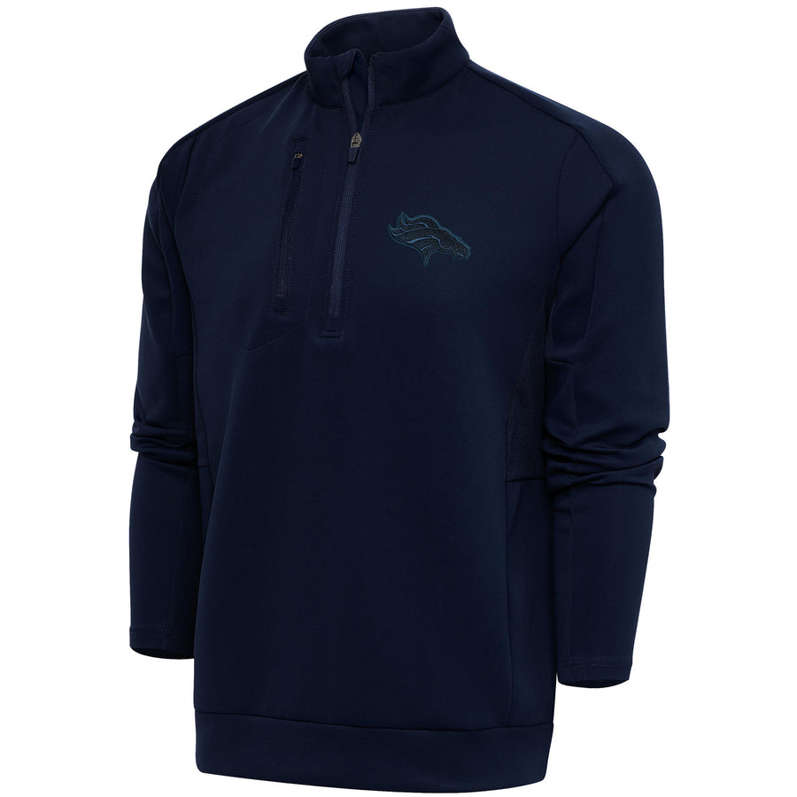 Men's Antigua Navy Denver Broncos Tonal Logo Generation Quarter-Zip Pullover Top